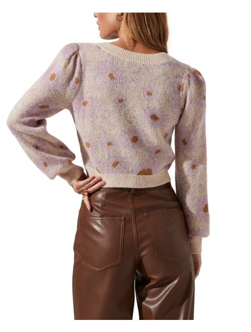 ASTR THE LABEL Women's Tricia Cropped Dot-Print Cardigan