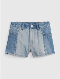 Kids High Rise Patchwork Shortie Shorts with Washwell