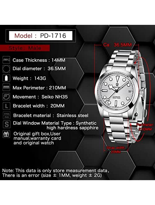 Pagrne Design 2022 Pagani Design Men's Watch 36mm Sapphire Glass Stainless Steel 100M Automatic Watch Japan NH35A Automatic Watches for Men Can Support US Warehouse deliv