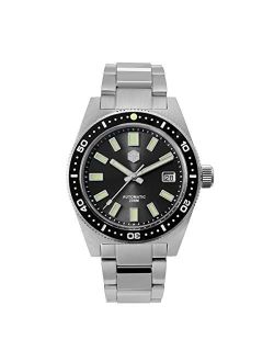 NC San Martin New 62Mas V4 Diver Mechanical Automatic Men Watch NH35 Ceramic Bezel Sunray Dial Sapphire Glass Stainless Steel Watches (Black)