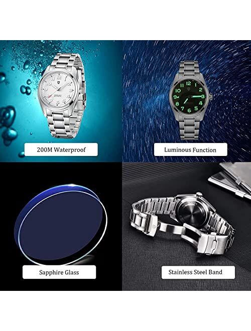 Pagrne Design Mens Watches, Pagani Design Watches for Men, 200 Meters Waterproof Watch, Stylish Stainless Steel Wristwatch, 38MM Sapphire Glass, Japanese NH35 Movement, L