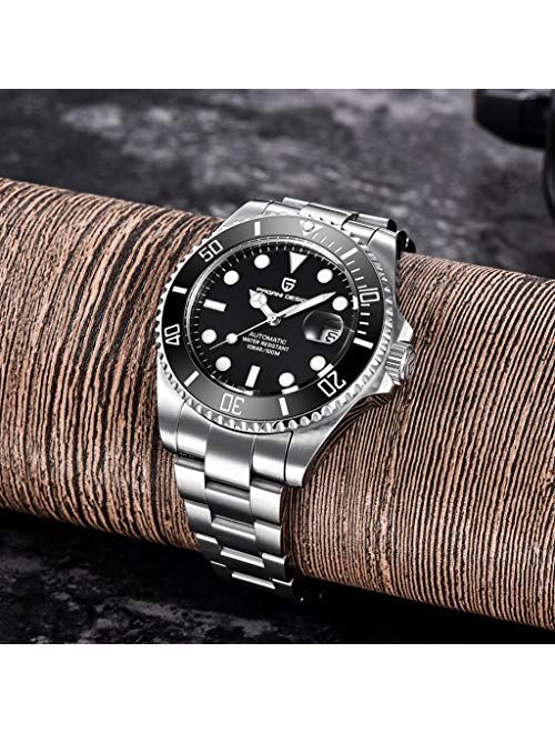 Pagani Design Mens Automatic Mechanical Wrist Watches Japanese Movement Stainless Steel Bracelet Ceramic Bezel 100M Waterproof Watch
