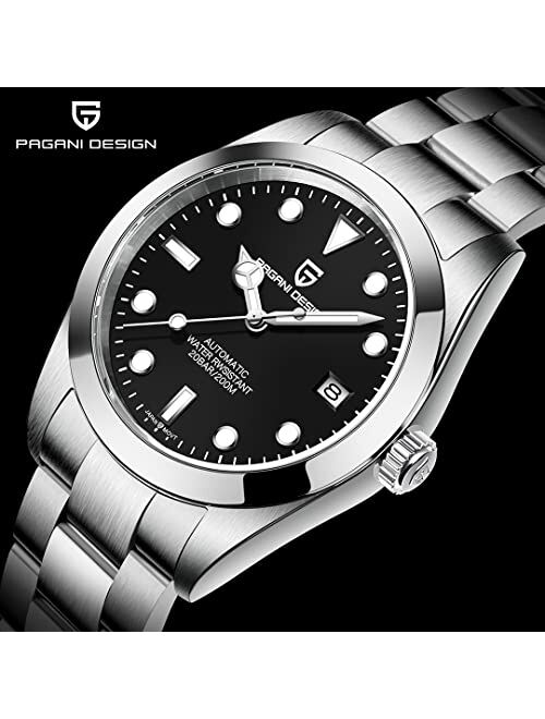 Pagrne Design Pagani Design Men's Classic Automatic Watch -200M Waterproof Sports Diving Watch-Watches Men Stylish Minimalist Men's Wrist Watch with Stainless Steel