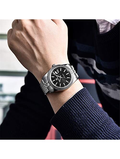 Pagani Design Business Fashion Men's Automatic Watches Stainless Steel Sports Watches for Men Waterproof Mechanical Wristwatches Digital Analog dial Japan NH35A (Black)