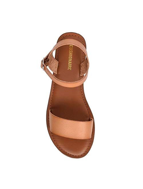 CUSHIONAIRE Women's Clara One Band Ankle Strap Sandal +Memory Foam, Wide Widths Available