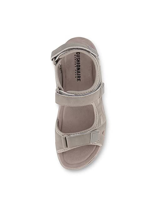 CUSHIONAIRE Women's Pace comfort footbed outdoor sandal with adjustable straps and +Memory Foam, Wide Widths Available