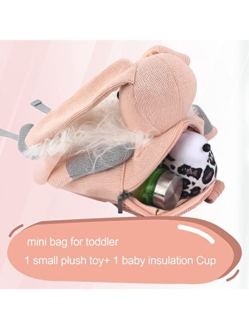 Hisnho Toddler Backpack,Mini Cute Kids Backpack for Baby Boy Girl Gift Animal Cartoon Baby Backpack Bookbag Travel Bag(Pink Rabbit)