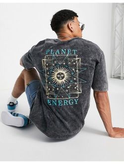 Originals oversized t-shirt with planet energy back print in gray