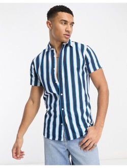 Originals bold stripe short sleeve shirt in navy and white
