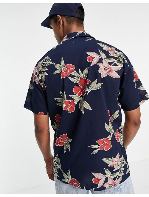Jack & Jones Originals floral shirt in navy