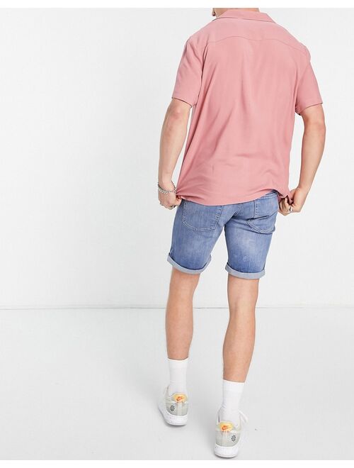 Jack & Jones denim shorts in slim fit with rips in light blue