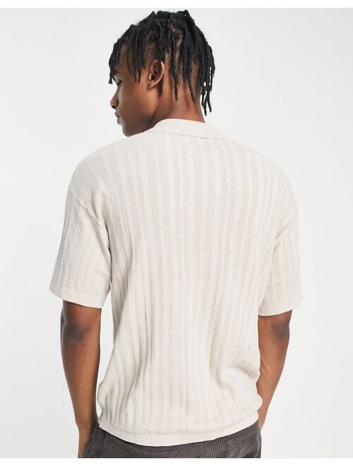 Jack & Jones Premium textured knit shirt in stone