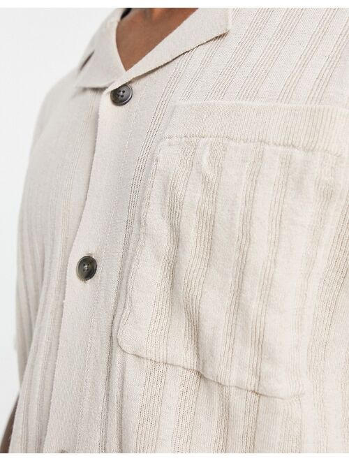 Jack & Jones Premium textured knit shirt in stone