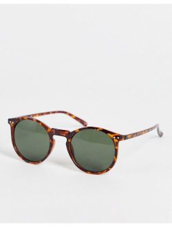 round sunglasses in brown