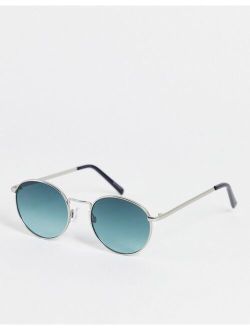 round sunglasses with silver metal frames