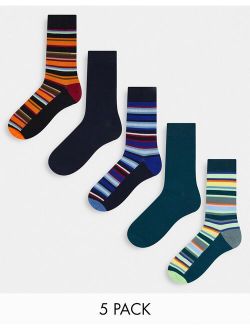 5-pack socks in multi stripe