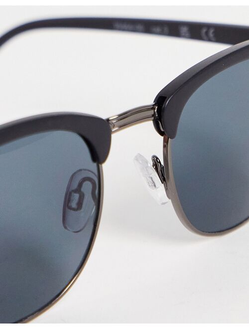 Jack & Jones retro frame sunglasses in black
