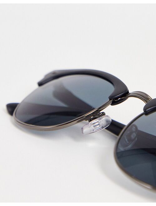 Jack & Jones retro frame sunglasses in black
