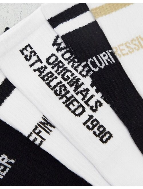 Jack & Jones 5 pack tennis socks with stripe in white