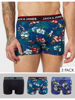 3-pack trunks in floral prints
