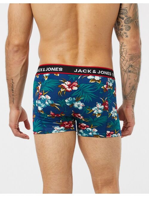 Jack & Jones 3-pack trunks in floral prints