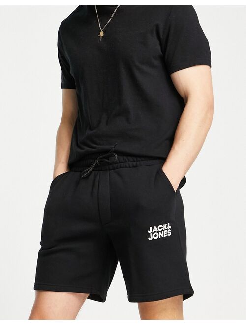 Jack & Jones Intelligence sweat shorts with logo in black