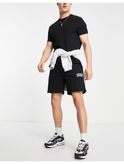 Jack & Jones Intelligence sweat shorts with logo in black