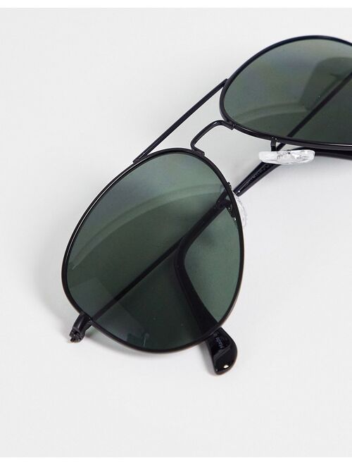 Jack & Jones aviator sunglasses in black