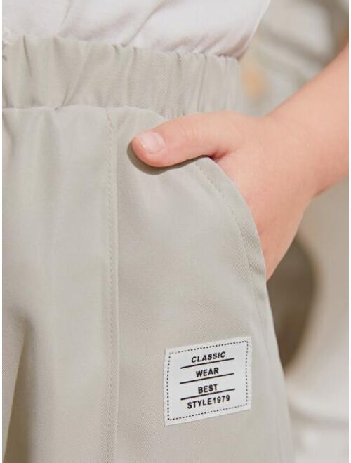 Toddler Boys Letter Patched Detail Drawstring Waist Pants