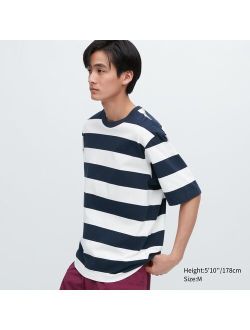Oversized Striped Half-Sleeve T-Shirt