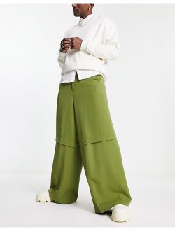 smart extreme wide two layer wide leg pants in green