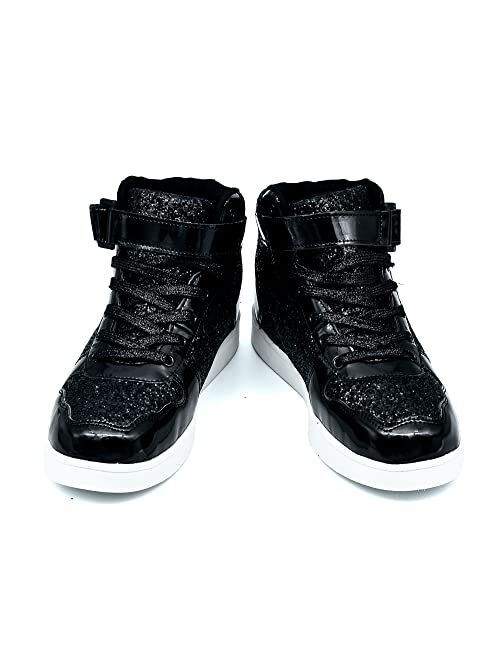 Wooowyet Glitter Shoes Kids High Top Sneakers for Boys Girls Gift Party Birthday Christmas Halloween