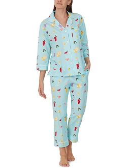 Bedhead PJs Classic Woven 3/4 Crop Sleeve Pajama Set