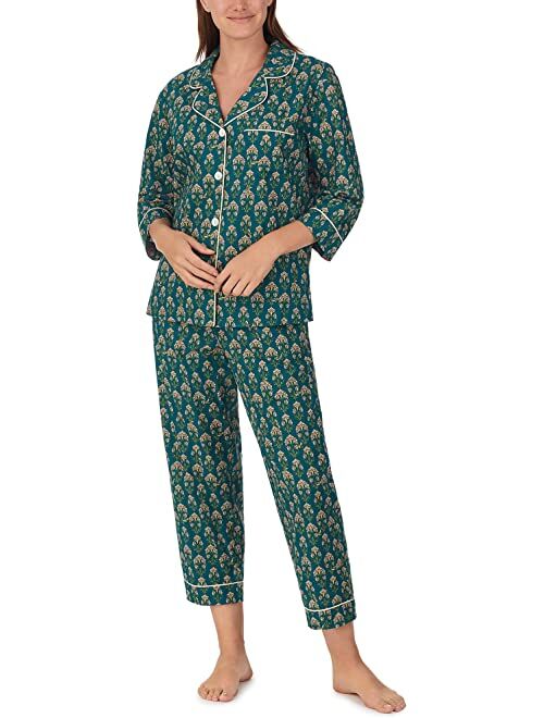 BedHead Pajamas Bedhead PJs Organic Cotton Woven 3/4 Sleeve Cropped PJ Set