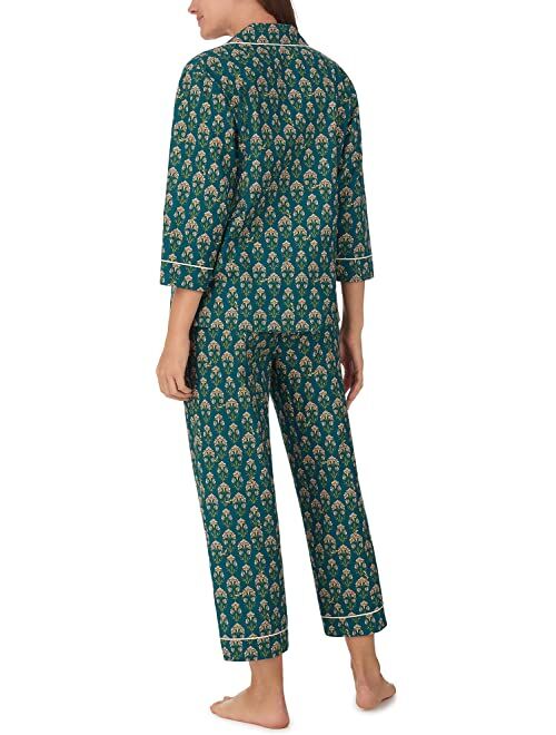 BedHead Pajamas Bedhead PJs Organic Cotton Woven 3/4 Sleeve Cropped PJ Set