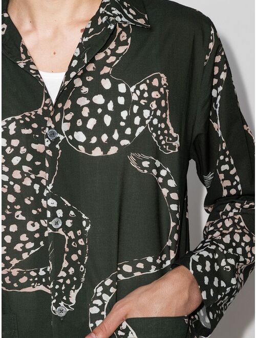 Desmond & Dempsey animal print cotton pajama set