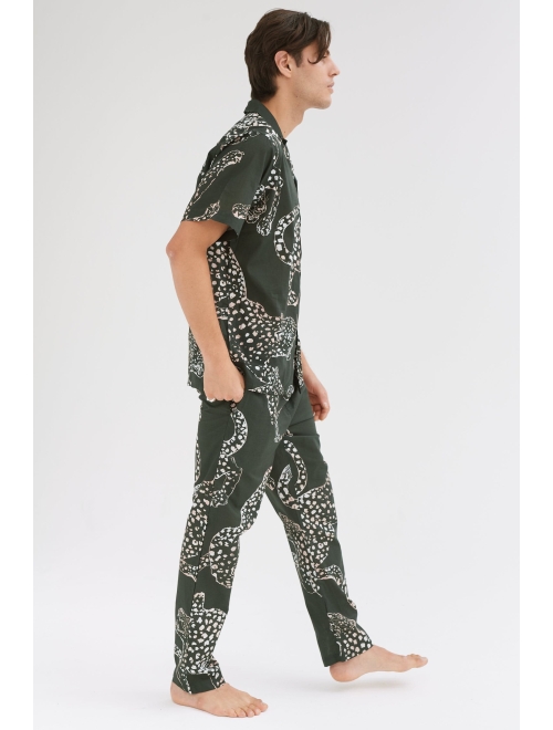 Desmond & Dempsey animal print cotton pajama set
