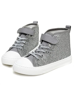 Toandon Sparkle Color Change Flipping Sequins High Top Casual Canvas Shoes for Kids