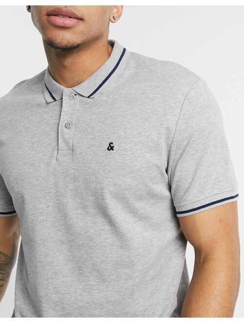 Jack & Jones Essentials jersey polo in light gray