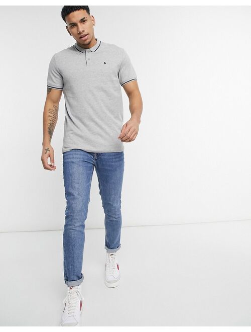 Jack & Jones Essentials jersey polo in light gray