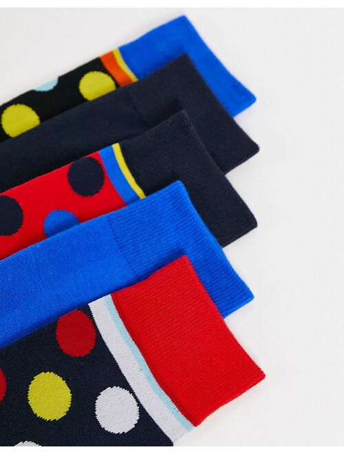 Jack & Jones 5 pack socks in polka dot print