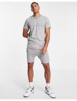 Originals t-shirt and shorts set with logo in light gray
