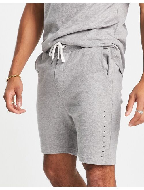 Jack & Jones Originals t-shirt and shorts set with logo in light gray