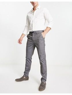 Intelligence slim fit smart jersey pants in gray check