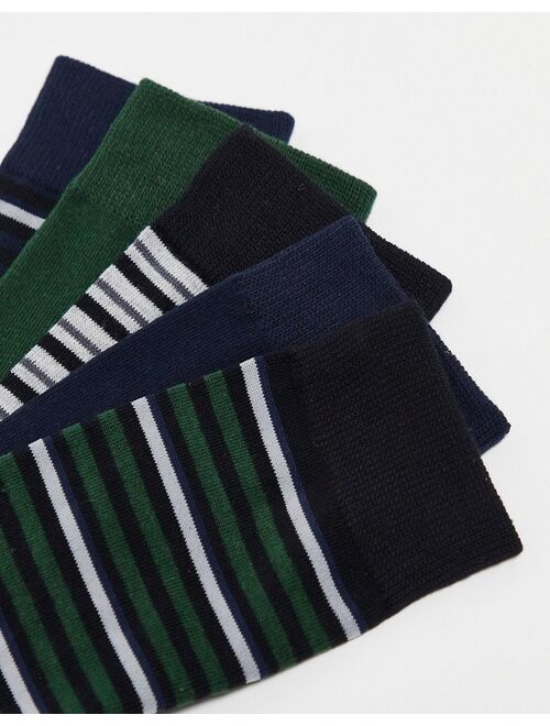 Jack & Jones 5 pack socks in navy green and gray