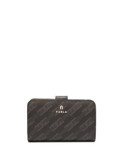 logo-lettering leather wallet