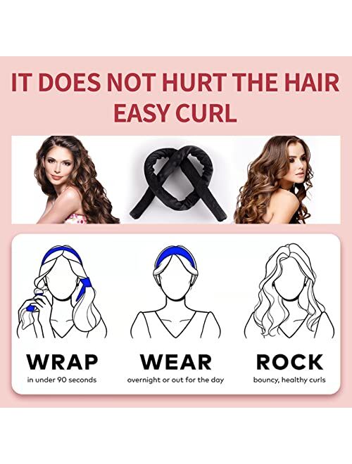 TOPyoth Heatless Hair Curler - Heatless curls - Heatless Hair Curlers For Long Hair - and Pure Silk Scrunchies -Heatless Hair Curler To Sleep In