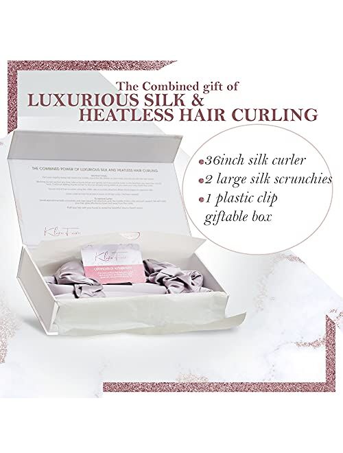 Klara Faire Heatless Hair Curlers Silk Scrunchies -100% Silk Heatless Curling Rod Headband with 2 Silk Hair Ties and 1 Hair Clip | Authentic Grade 6A 22MM Mulberry Silk H
