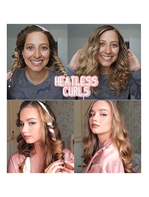 Yuliana Heatless Hair Curlers for Long Hair Overnight No Heat Silk Curlers Headband To Sleep In Heatless Curling Rod Headband Soft Foam Hair Rollers Curling Ribbon for Na