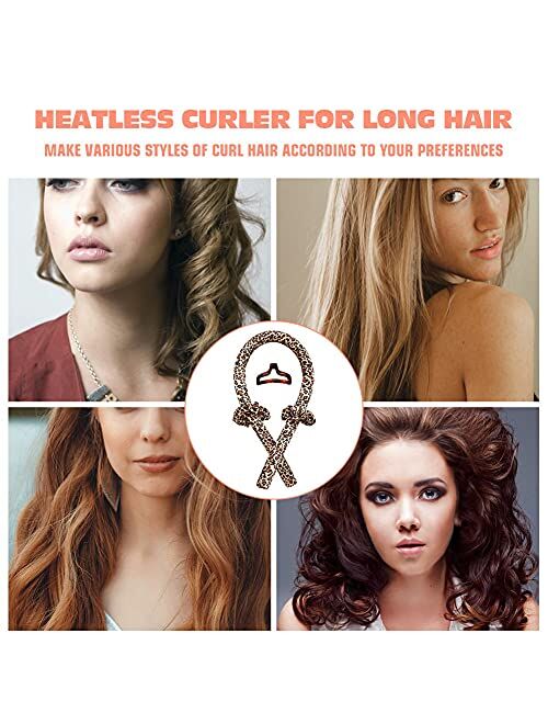 BATOUDE Heatless Curling Rod Headband No Heat Silk Ribbon Curling Rod Hair Roller Curls with Hair Claw Clip Lazy Natural Soft Wave DIY Hair Rollers Styling Tool for Sleep